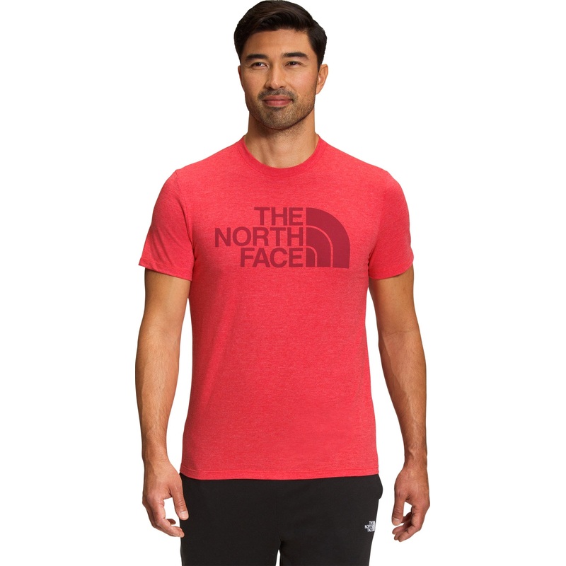 The North Face Men's Half Dome Tri-Blend Short Sleeve T Shirt Red Heather Small