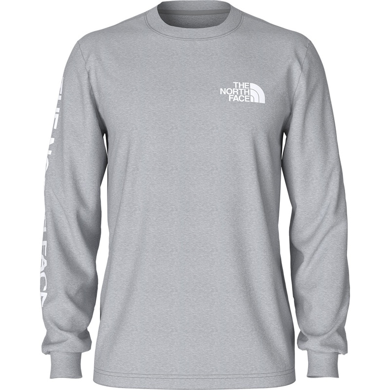 The North Face Men's Logo Long Sleeve Crewneck T Shirt Grey Large