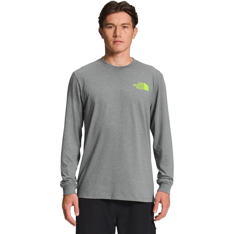 THE NORTH FACE Men's Long Sleeve Throwback T Shirt Large Grey / Green