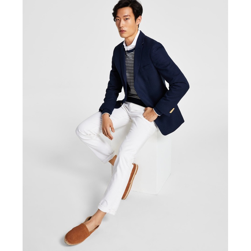 Tommy Hilfiger Mens Modern Fit Navy Weave Sport Coat 40L