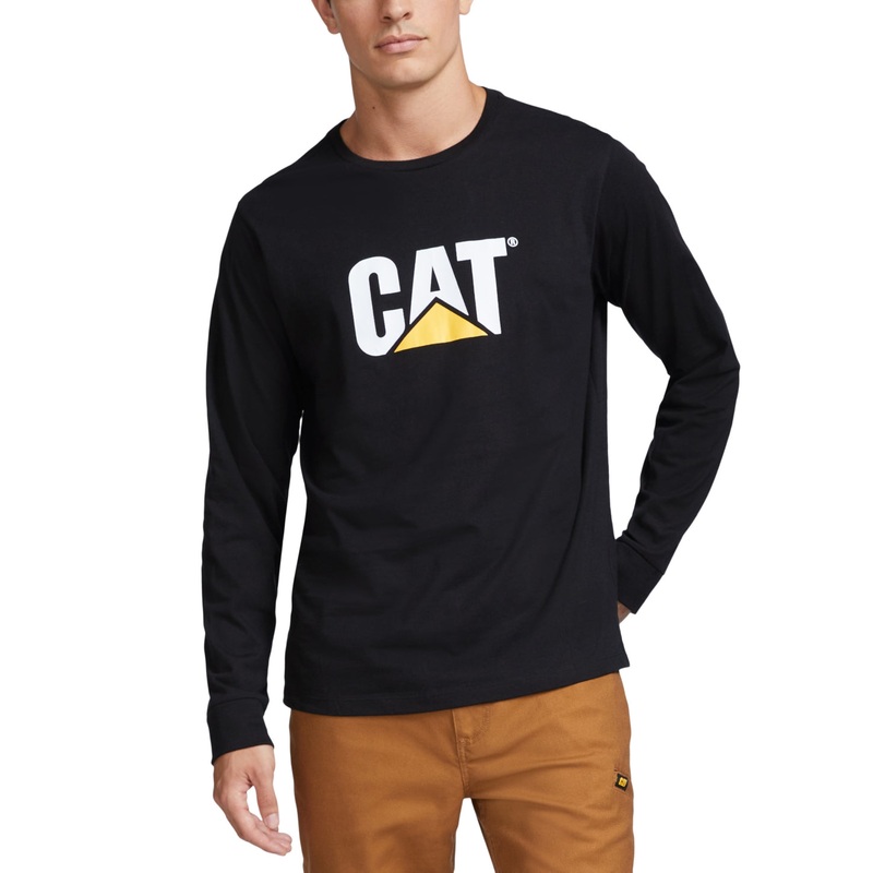Caterpillar Mens Graphic Logo Long Sleeve Crewneck T Shirt Black XL