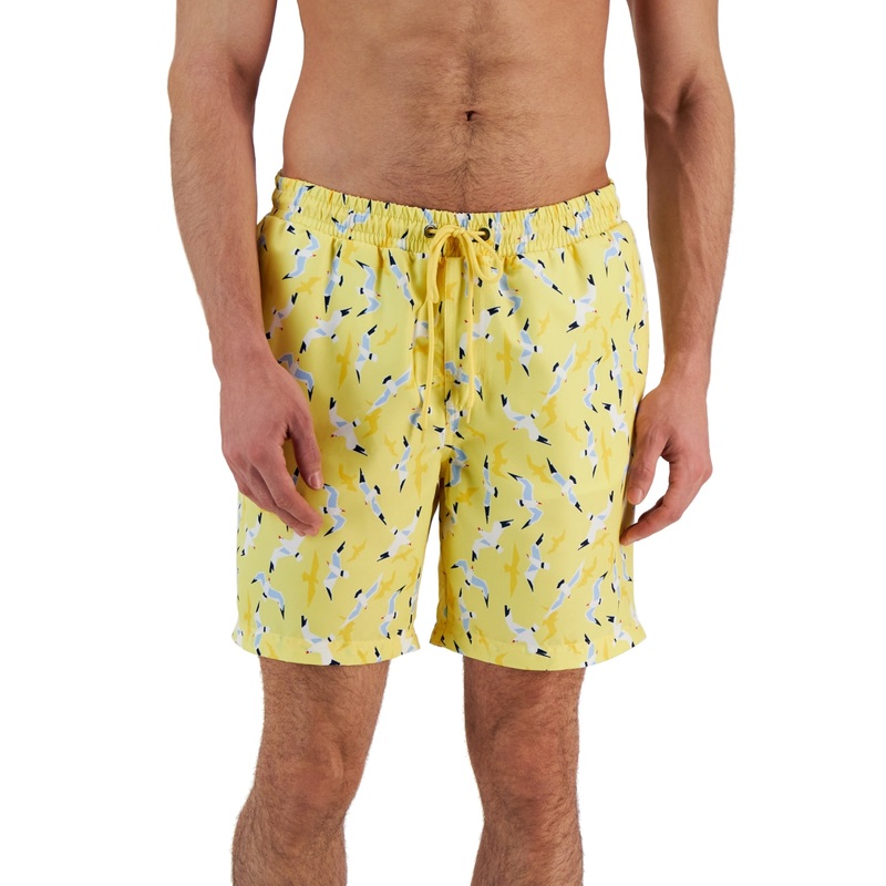 Club Room Mens Swimwear Seagulls Swim Shorts Lemon Yellow Ice Combo XXL