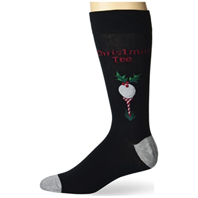 Hot Sox Mens Christmas Tee Crew Socks Black