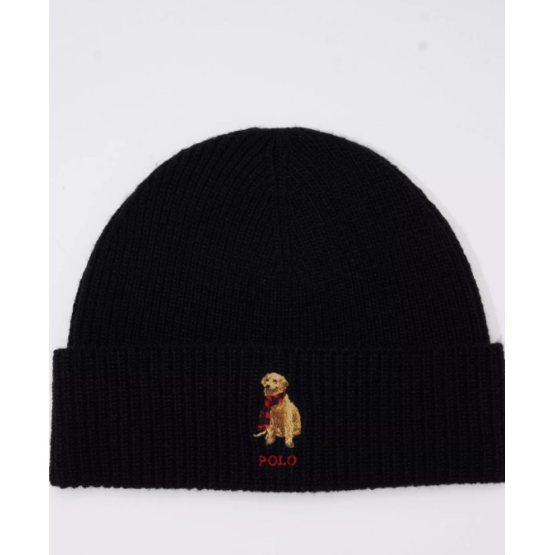 POLO RALPH LAUREN Men's Embroidered Golden Retriever Beanie Navy Blue OSFA