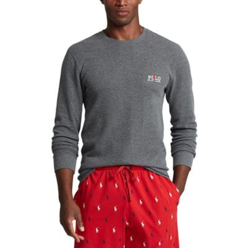 Polo Ralph Lauren Mens Sun Valley Bear Folded Sleep Shirt Charcoal Medium