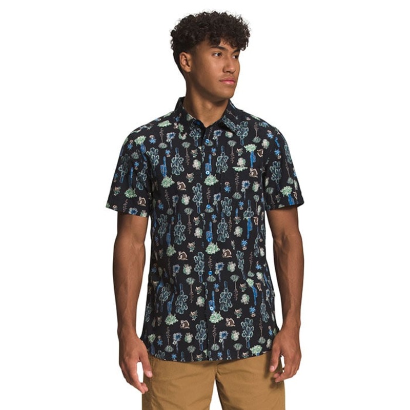 The North Face Men's Short Sleeve Button Down Shirt Blue Cactus Medium