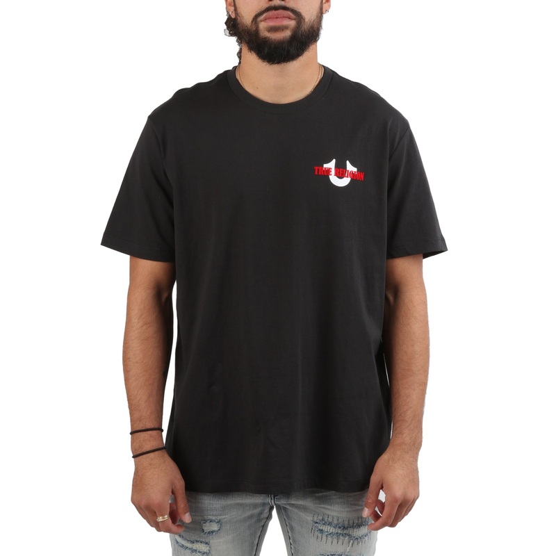 True Religion Mens Short Sleeve T Shirt Jet Black 2XL