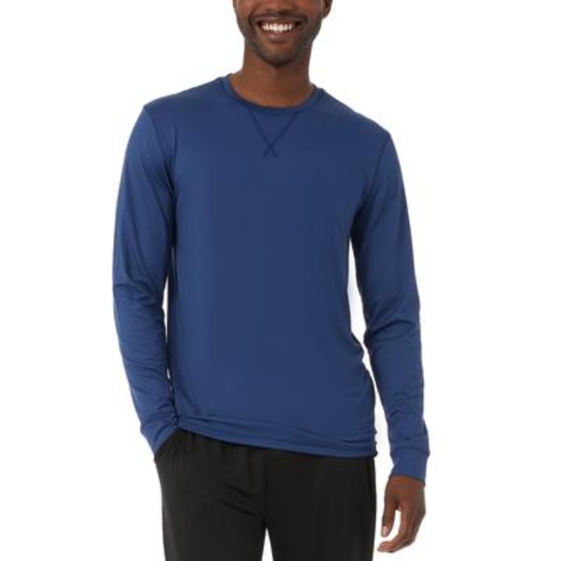 32 Degrees Men's Long-Sleeve Pajama Shirt Blue Large