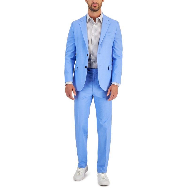 Nautica Men's Modern-Fit Comfort Stretch Linen Suit 48R / 43 x 32 Light Blu