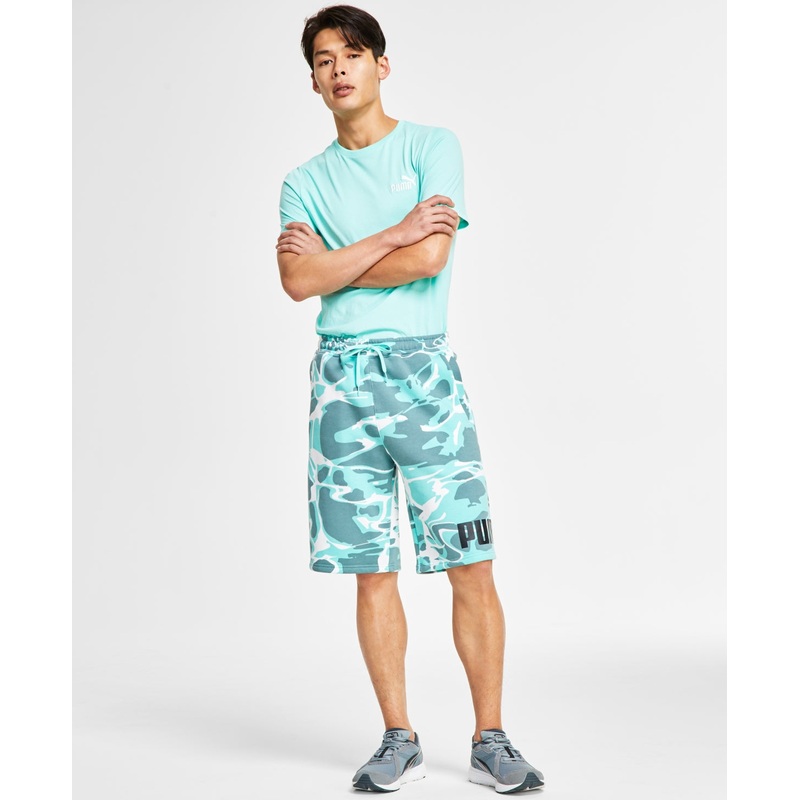 PUMA Men's Splash Regular-Fit Abstract-Print 10" Fleece Shorts Mint Green 2XL