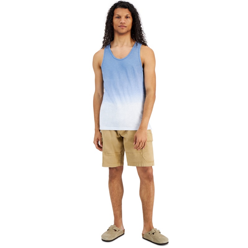 Sun Stone Mens Ombre Tank Top Shirt  Riverview Blue Small
