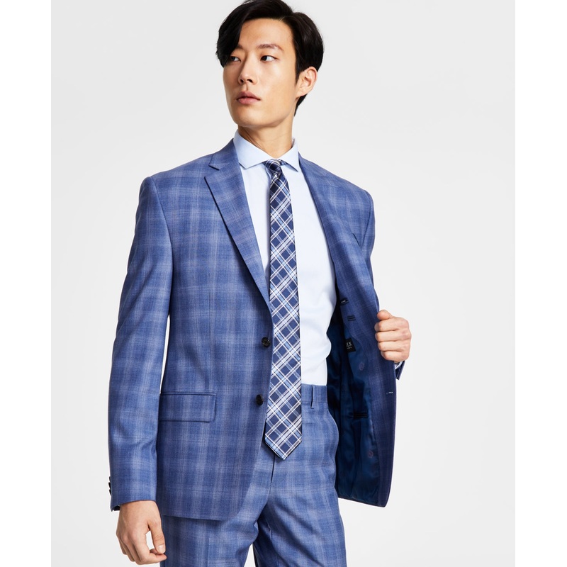 Lauren Ralph Lauren Men's Classic Fit Ultra Flex Suit Jacket Blue Plaid 48R