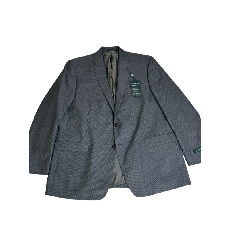 Lauren Ralph Lauren Mens Classic Fit Sport Coat Blazer 46L Grey / Blue Check