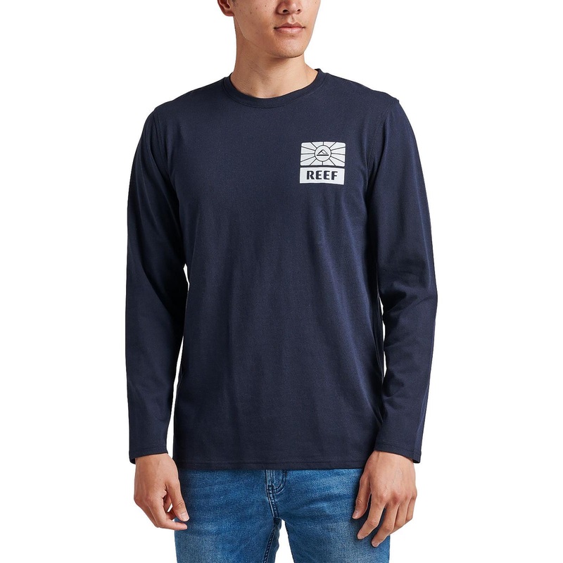 Reef Men's Morning Long Sleeve Crewneck T Shirt Navy Blue XXL