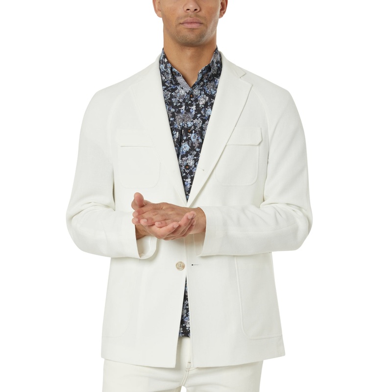 Tallia Men's Slim Fit White Textured Blazer 44R
