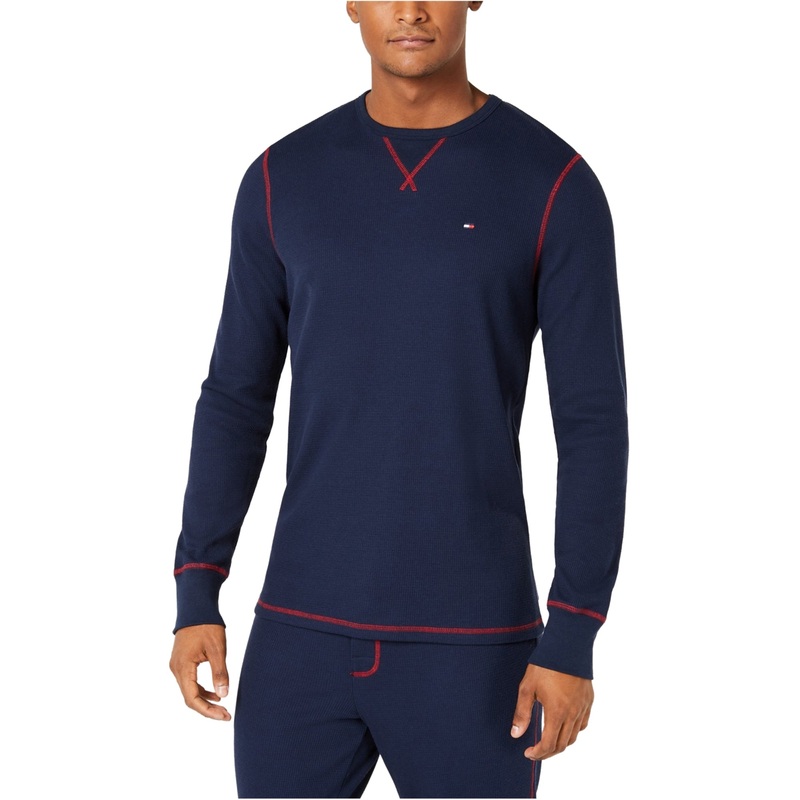 Tommy Hilfiger Mens Thermal Long Sleeve Shirt Small Navy Blue