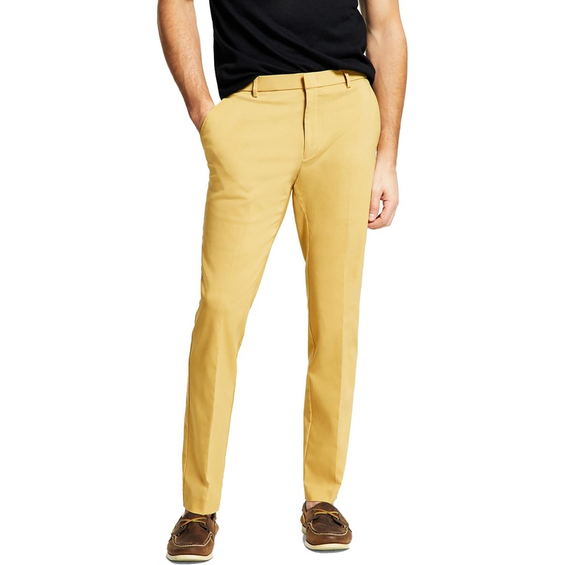 Tommy Hilfiger Modern Fit Yellow TH Flex Stretch Dress Pants 33 x 30