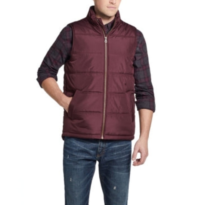 Vintage Men's Weatherproof Puffer Vest Windsor Wine Red Large