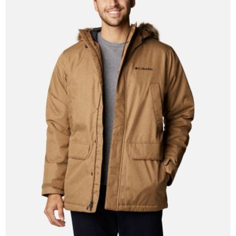 Columbia Men's Penns Creek Ii Parka Coat Dark Beige Large