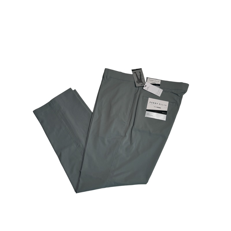 Perry Ellis Portfolio Mens Slim-Fit Stretch Tech Pants Light Grey 30 x 32