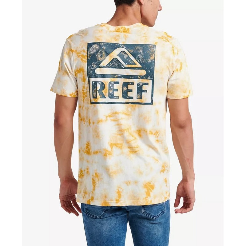 Reef Mens Wellie Cotton Tie Dye Logo T Shirt Large White