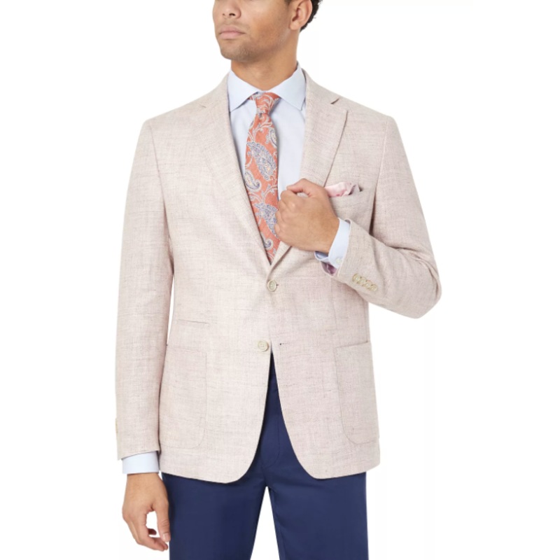 Tallia Men's Notch Lapel Linen Sport coat vibrant pink 44R