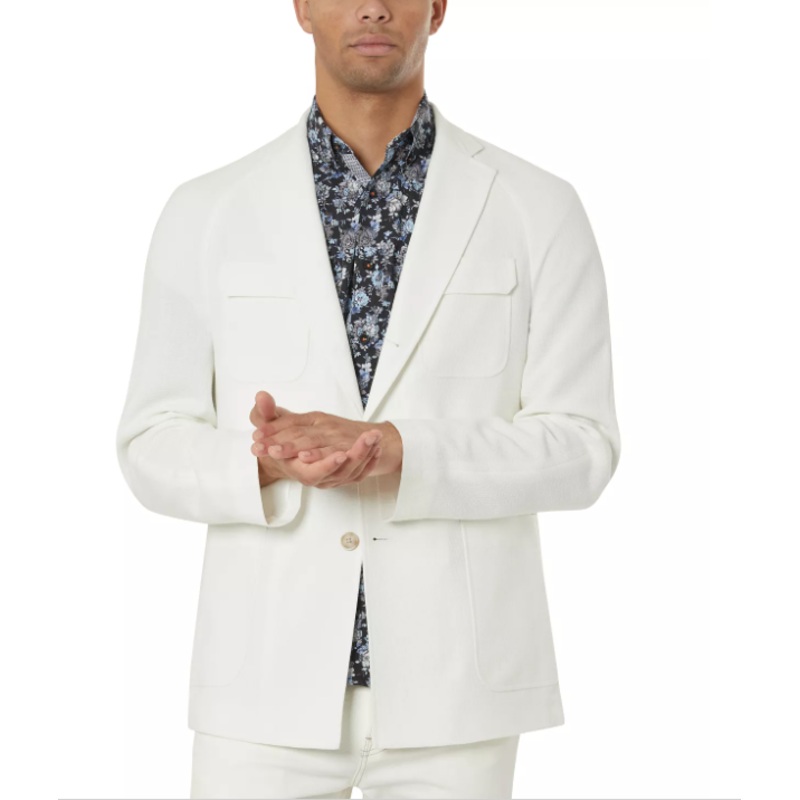 Tallia Men's White Textured Slim-Fit Sport Coat 46L