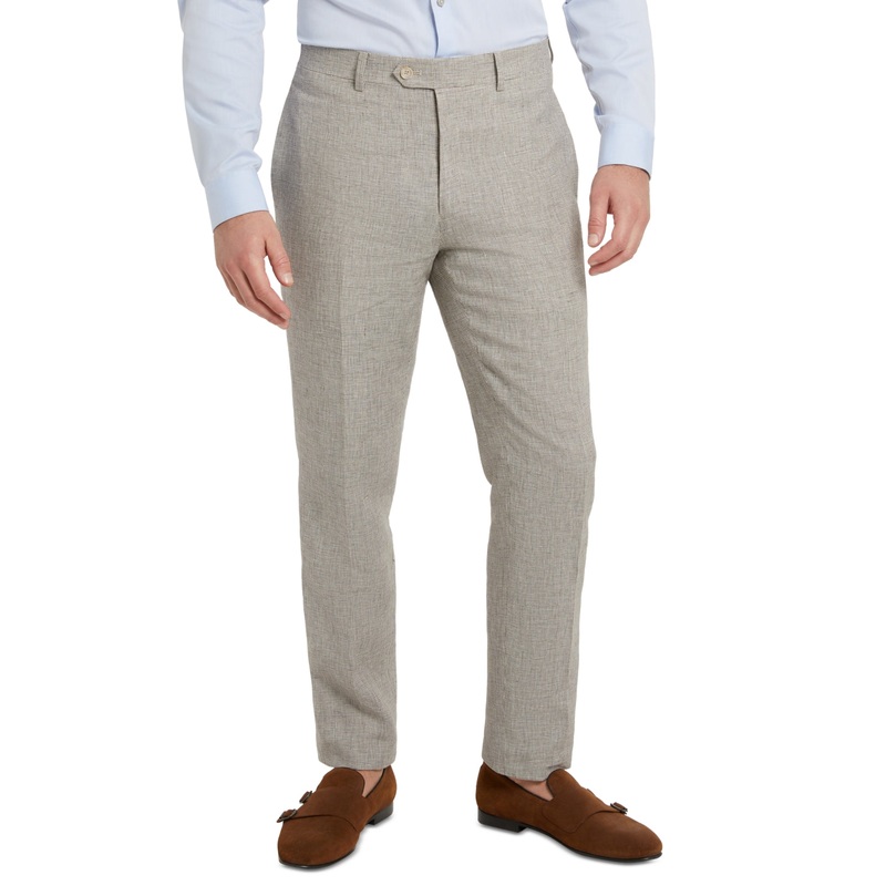 Tallia Mens Slim-Fit Tan Houndstooth Dress Pants 38 x 32