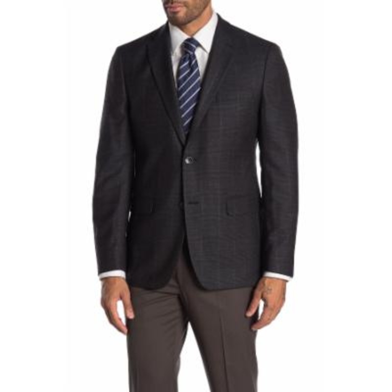 Tommy Hilfiger Men's Modern Fit Plaid Brown Blue Sport Coat Blazer 40R