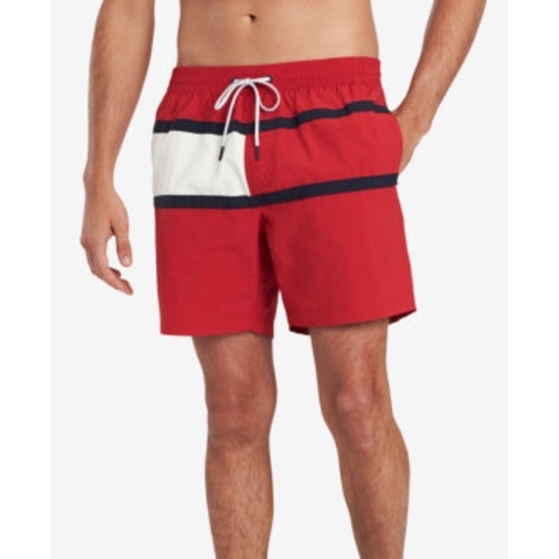 Tommy Hilfiger Mens Flag Swim Trunks Red 2XL