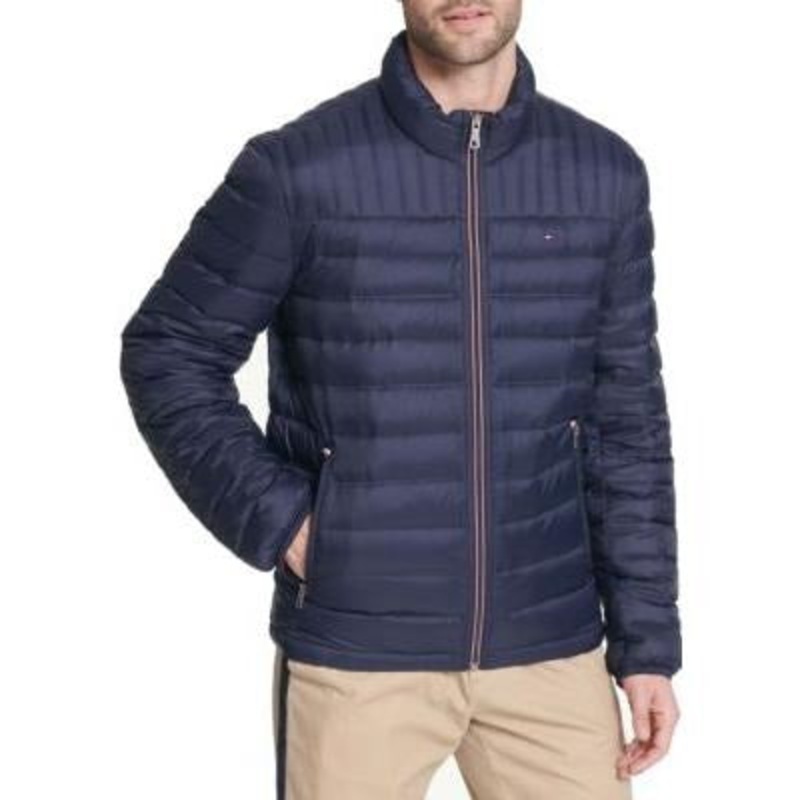 Tommy Hilfiger Midnight Quilted Nylon Packable Logo Puffer Jacket XXL Navy Blue