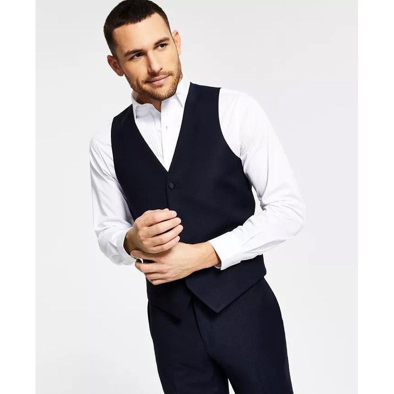 Alfani Men's Slim Fit Navy Diamond Grid Dress Pants 29 x 30
