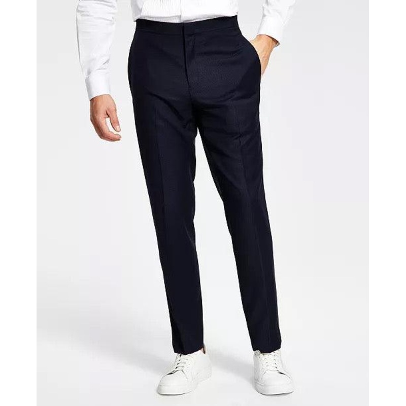 Alfani Men's Slim Fit Navy Diamond Grid Dress Pants 32 x 30