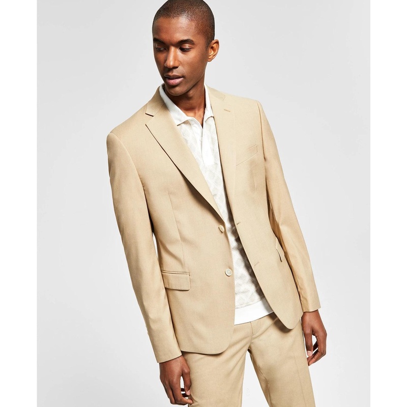 Alfani Men's Slim Fit Stretch Solid Suit Jacket Caramel Brown 44R