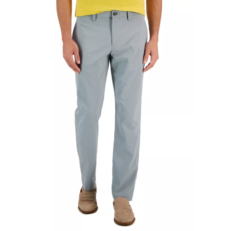Perry Ellis Portfolio Men's Slim-Fit Solid Tech Pants in Monument Grey 36 x 34