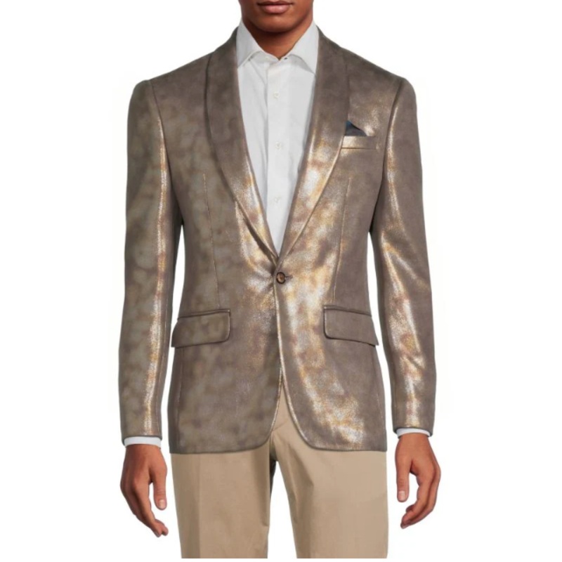 Tallia Men's Slim-Fit Gold Pattern Sport Coat 44S