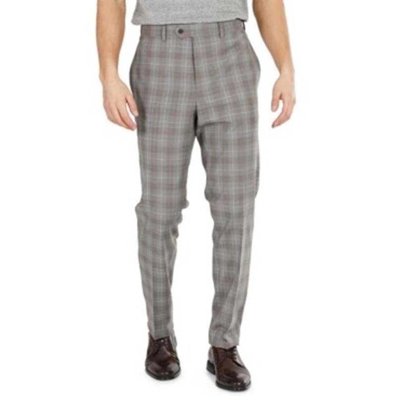 Tallia Mens Slim-Fit Plaid Suit Pants 38 x 32 Grey
