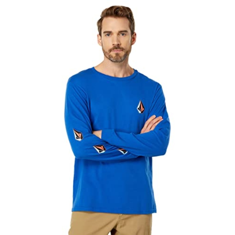 Volcom Men's Iconic Stone Long Sleeve T shirt royal blue XL