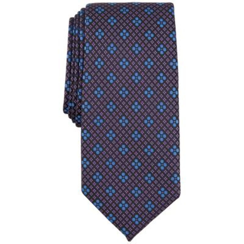 Alfani Mens Manor Geo-Print Tie Dark Navy Blue