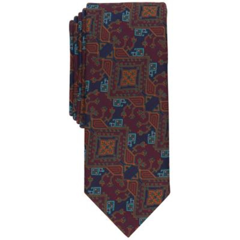 Bar III Mens Tapete Abstract Tie Red One Size Necktie