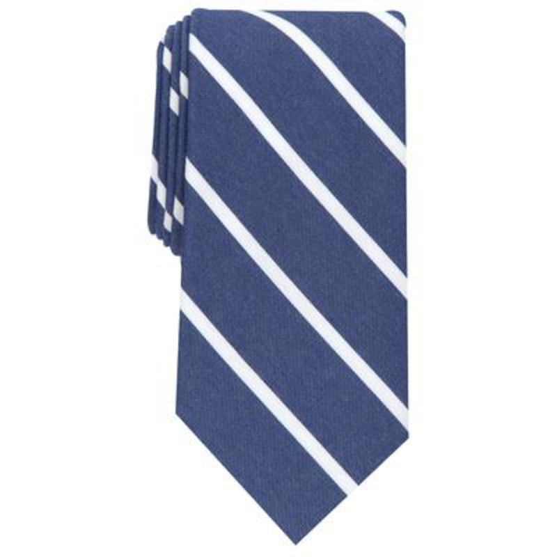 Club Room Men's Classic Necktie Striped Navy Blue White Tie OS