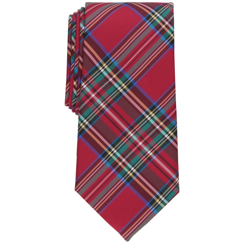 Club Room Mens Shelley Plaid Tie Red One Size Necktie