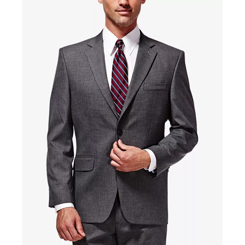 Haggar J.M. Men's Fit Stretch Sharkskin Suit Jacket Grey 44R