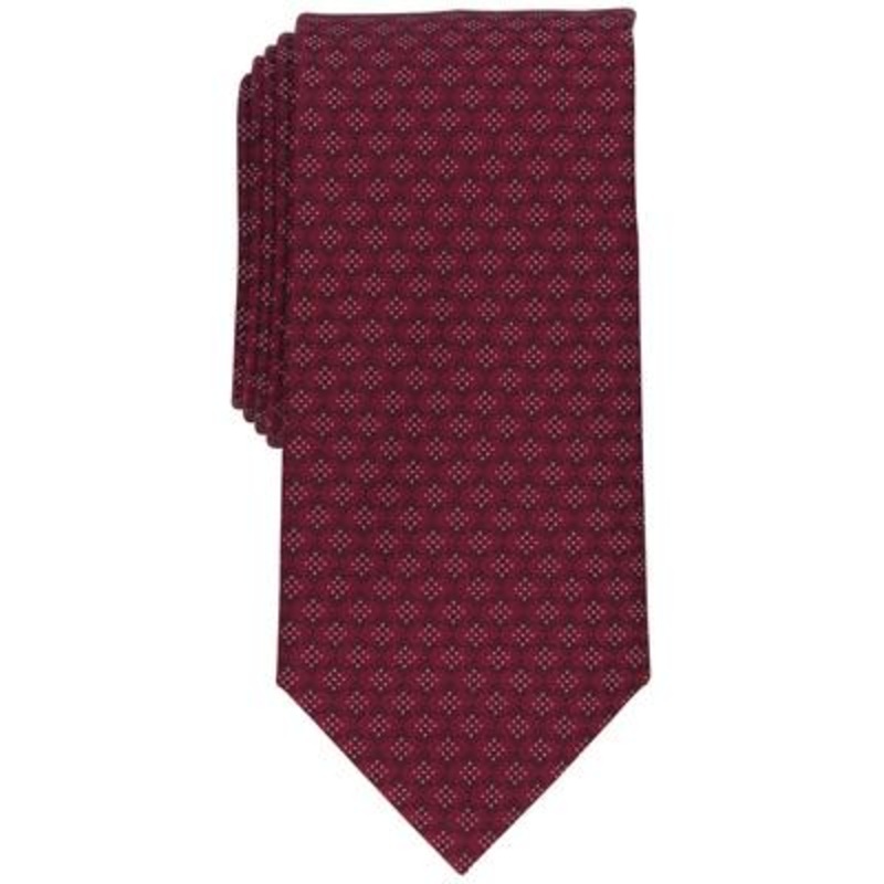 Perry Ellis Mens Jensen Tie Classic Diamond Dot Necktie Red OS