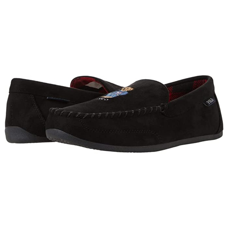 Polo Ralph Lauren Declan Polo Bear Moccasin Slippers Black Size 9