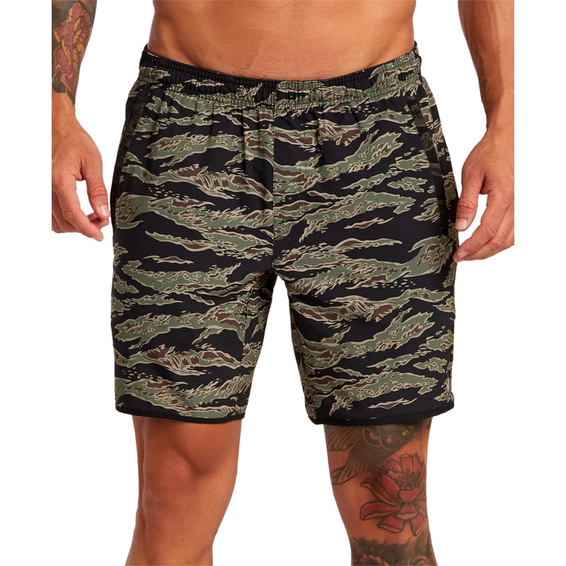 RVCA Mens Yogger Stretch 17" Shorts Camo Green Medium M