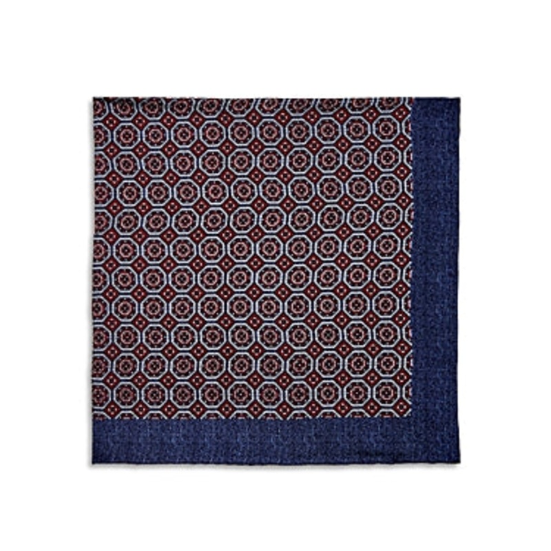 The Men's Store at Bloomingdales Men's Silk Pocket Square Blue Red Medallion