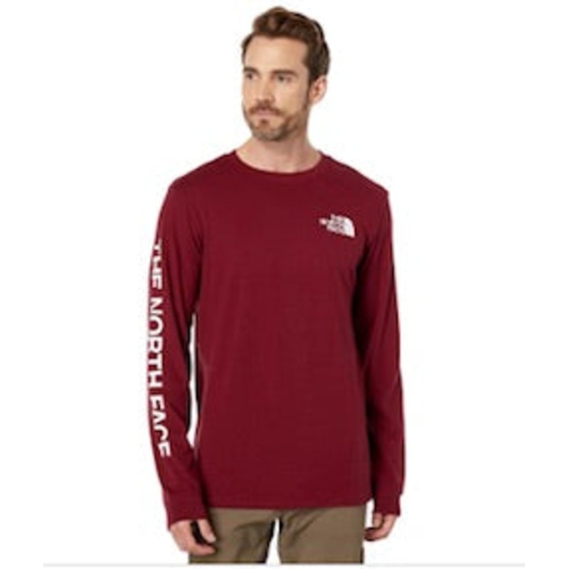 The North Face TNF Sleeve Hit Long-Sleeve T Shirt for Men Maroon Small