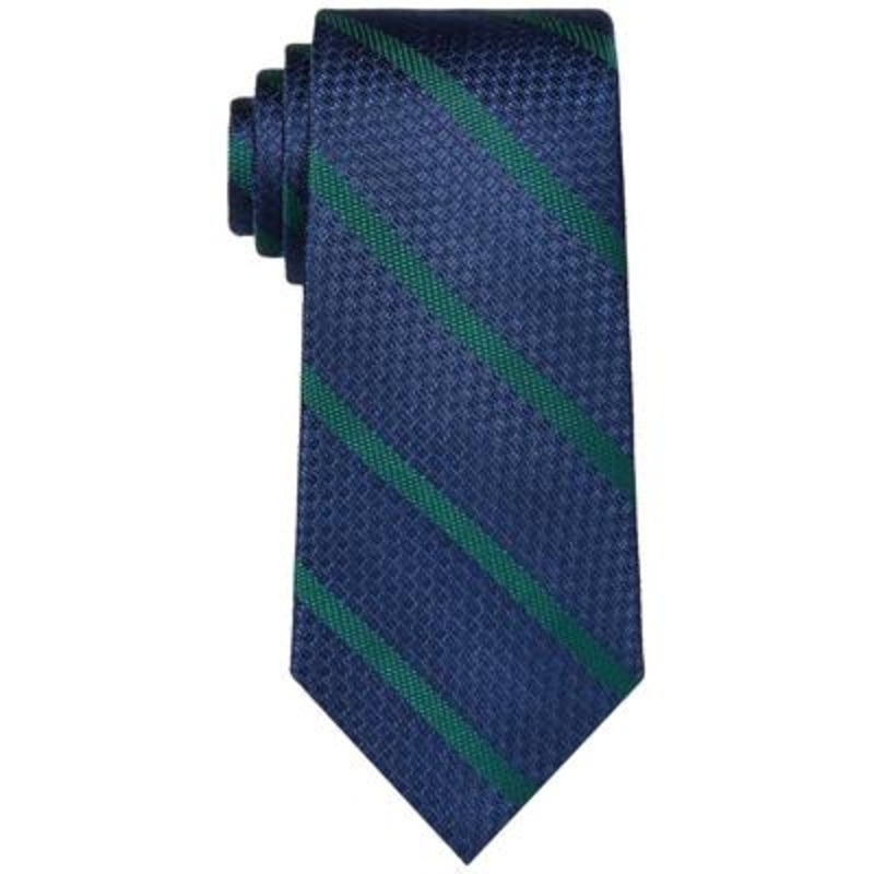 Tommy Hilfiger Men's Textured Colored Tie Stripe Green OS