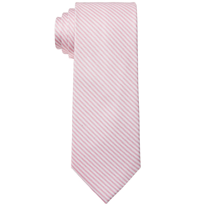 Tommy Hilfiger Mens Slim Tie Oxford Fine Stripe Pink Necktie ONE SIZE